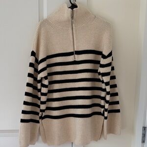H&M oversized Cream Quarter Zip Knit Sweater